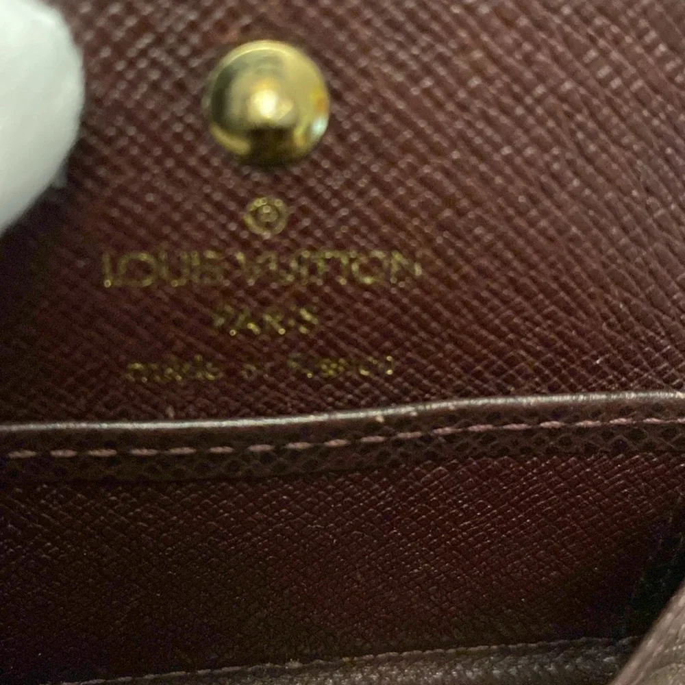 LOUIS VUITTON Brown Taiga Porte-Monnaie Boite Coin Purse in EUC
